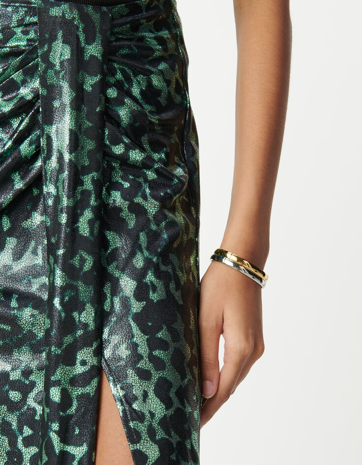 Gr&uuml;ner Rock mit Metallic-Camouflage-Print f&uuml;r Damen-4