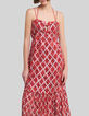 Langes, mohnrotes Damenkleid mit Karos-2