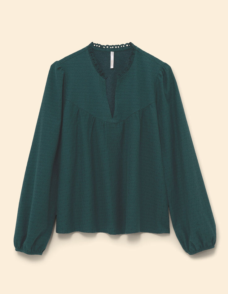 Grüne Bluse mit Jacquard-Muster I.Code-7
