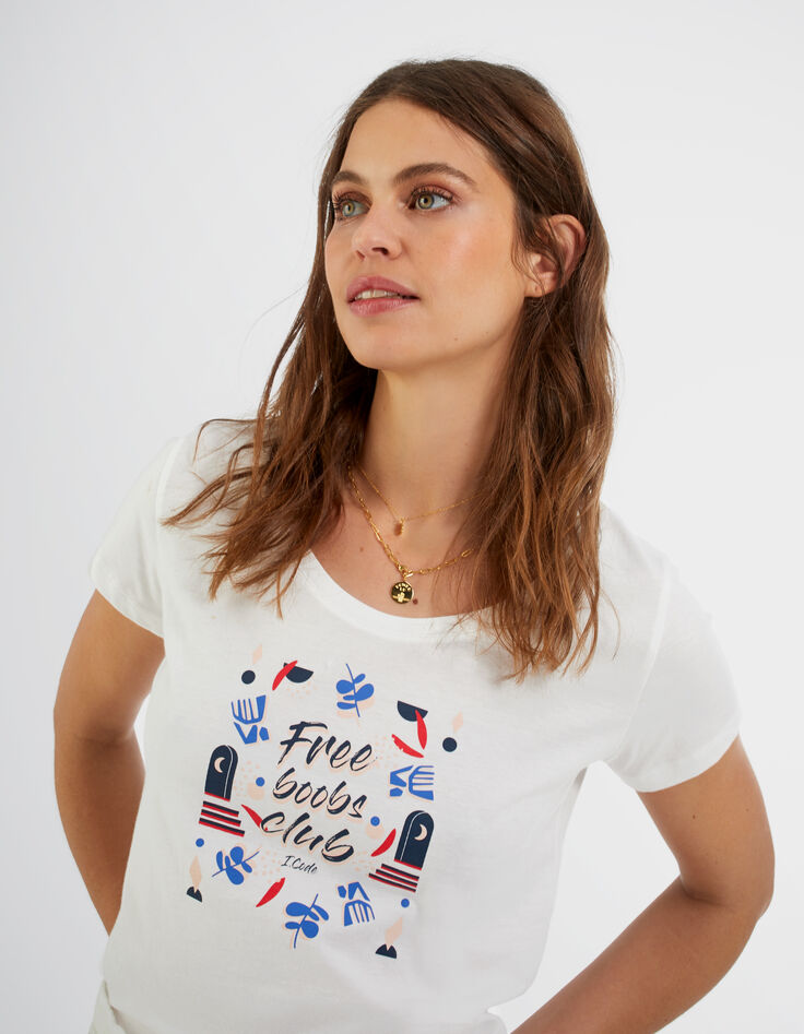 Camiseta blanco bohemio mensaje I.Code -5 Camiseta blanco bohemio mensaje I.Code -5
