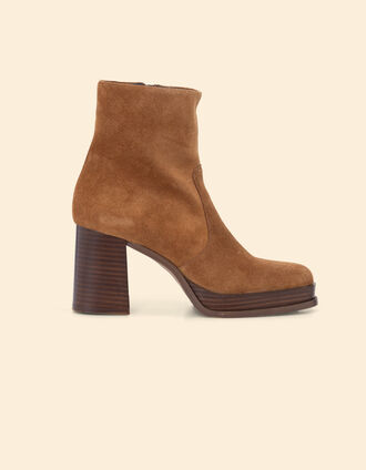 Boots à talon camel cuir velours I.Code