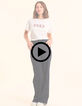 I.Code Anzughose mit weitem Bein aus navyfarbenem Faux-Uni-2