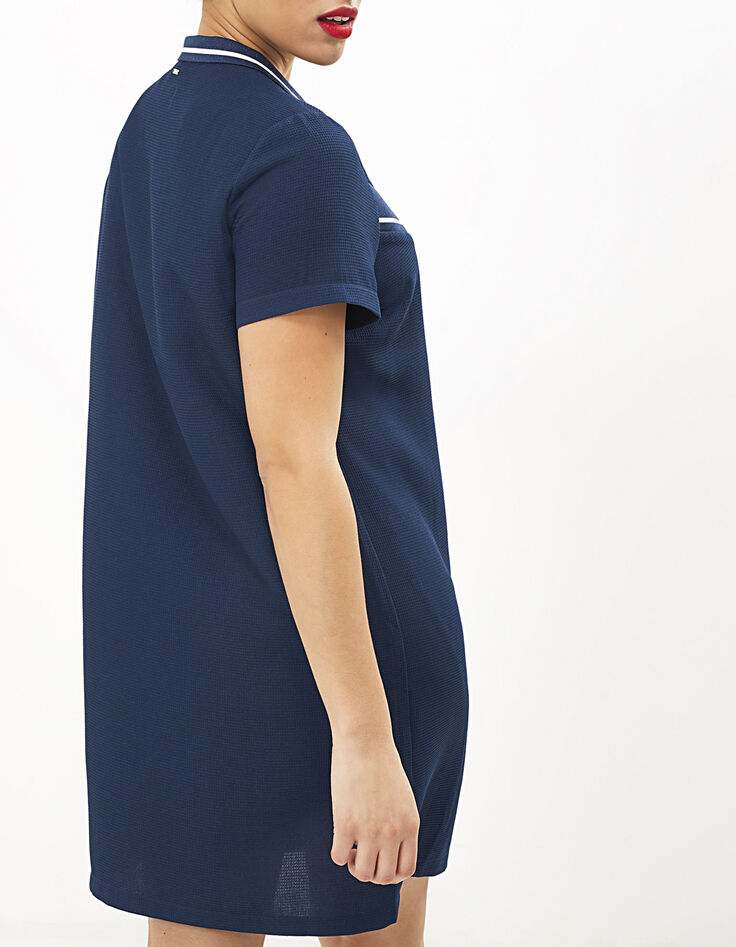 Robe marine zippée avec bords-côtes rayés I.Code-3