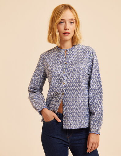 Zwarte blouse ecru borduursels I.Code