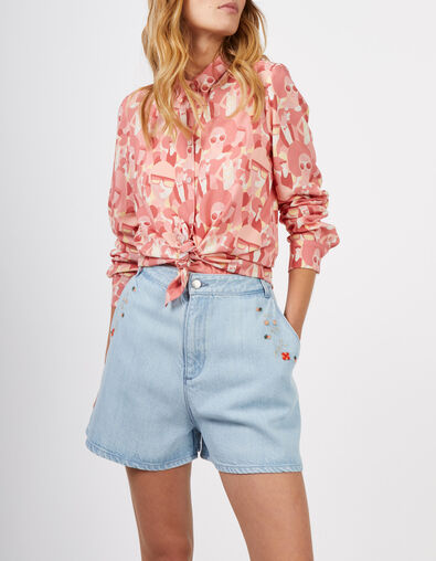 I.Code crimson red shirt with women print
