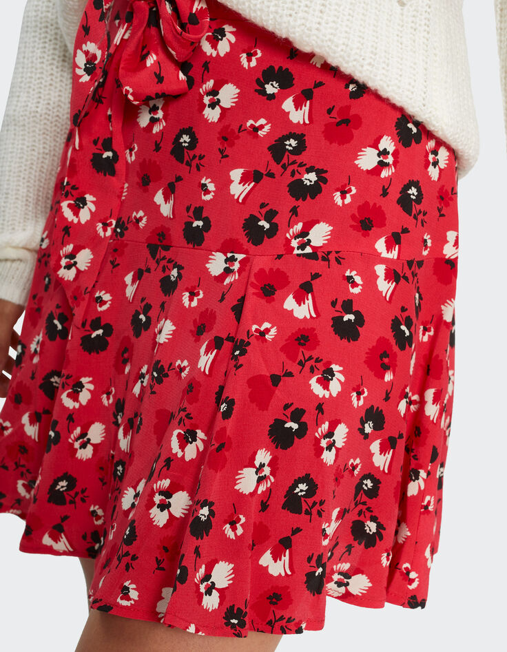 Korte rok flash pink rock bloemenprint I.Code-3