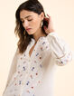 Off-white Bluse mit mehrfarbigen Blumen bestickt I.Code-1