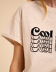 Cremeweißes T-Shirt geflockter Veloursschriftzug I.Code-5