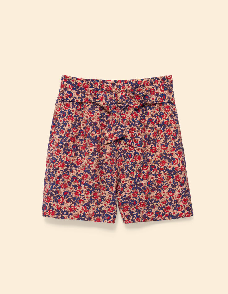 Rode short bloemenprint met ceintuur I.Code-5