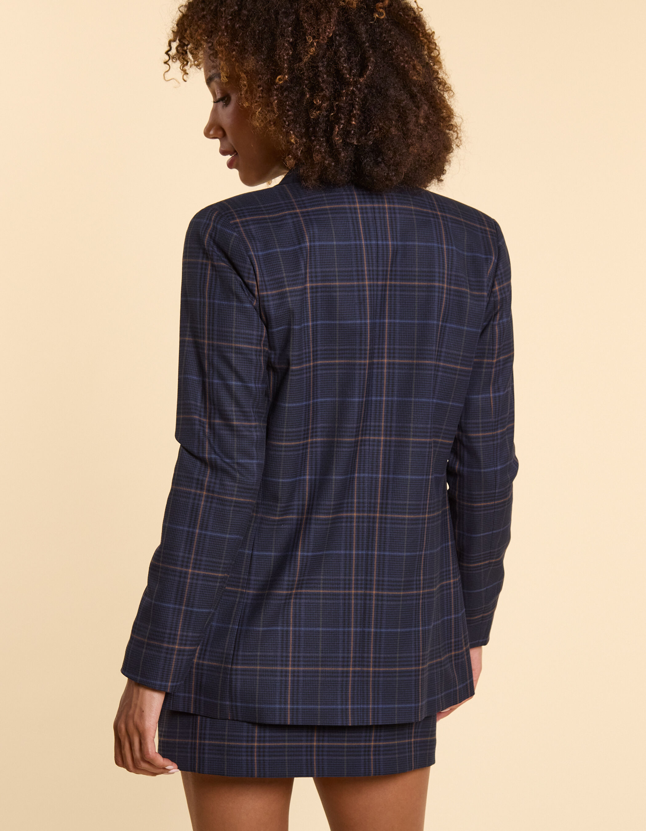 I.Code navy check suit jacket