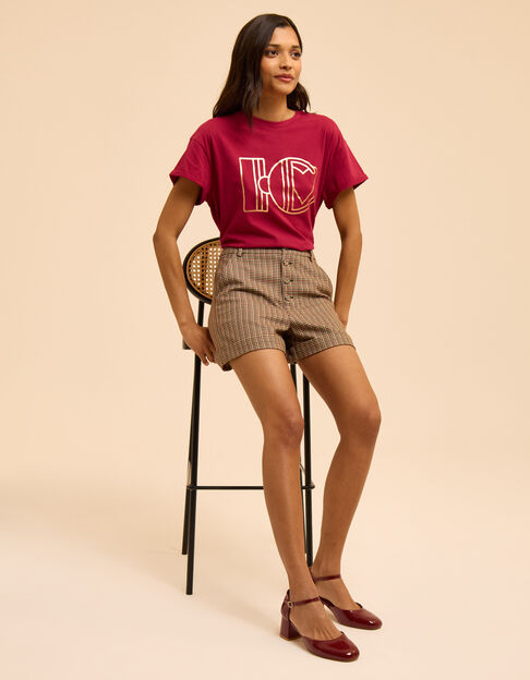 I.Code pink T-shirt with copper monogram