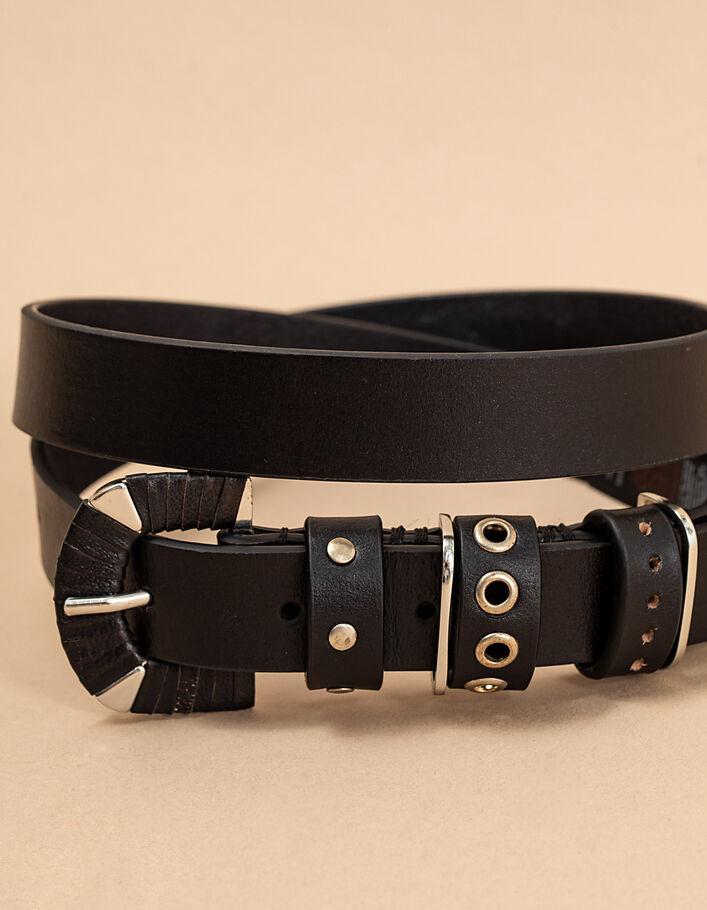 Cinturón negro de piel 5 trabillas I.Code - I.CODE
