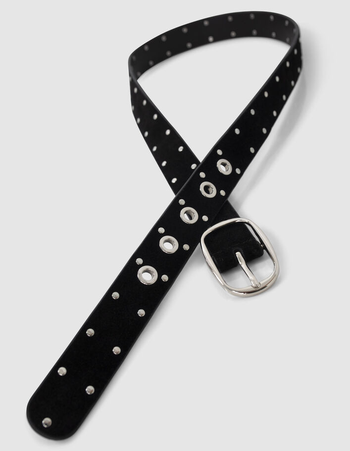 Ceinture noire en cuir velours cloutée I.Code-4