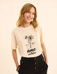 Camiseta de manga corta I.Code ecru visual floral-1