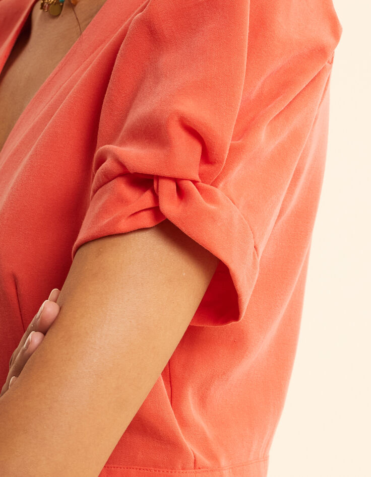 Top rouge cropped boutonné I.Code-6