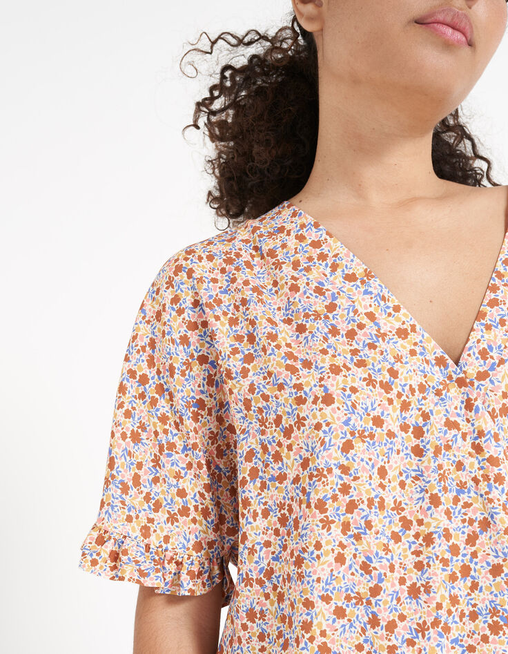 Top cruzado con estampado de flores de verano en rosa agua de I.Code-4
