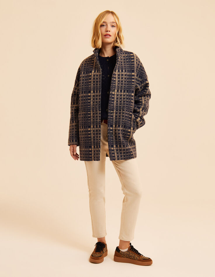 I.Code blue coat with beige check-7
