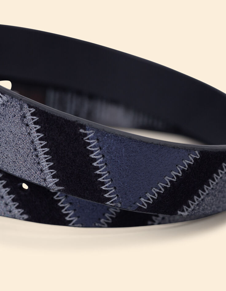 I.Code navy patchwork-look suede belt-4
