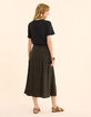 Jupe midi noire imprimé floral cœur I.Code-5