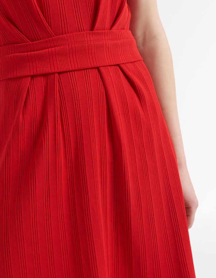 Rotes geripptes Kleid I.Code-4 Rotes geripptes Kleid I.Code-4