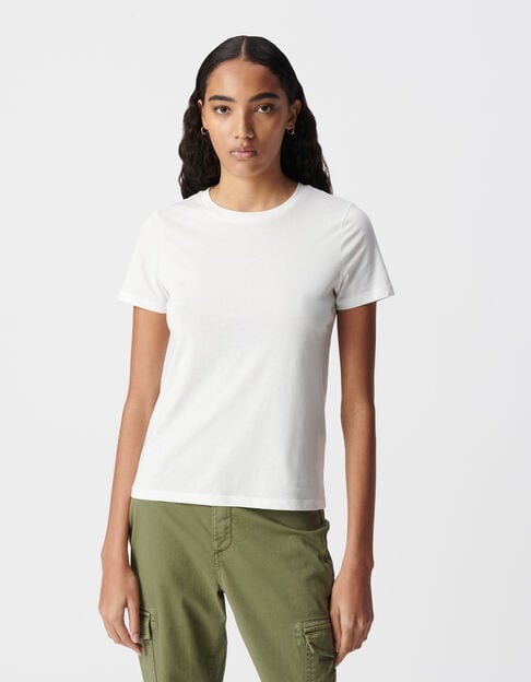 Wei&szlig;es T-Shirt Damen mit Fischgr&auml;ten-Stickerei R&uuml;cken - IKKS