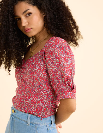Top rouge imprimé cachemire I.Code