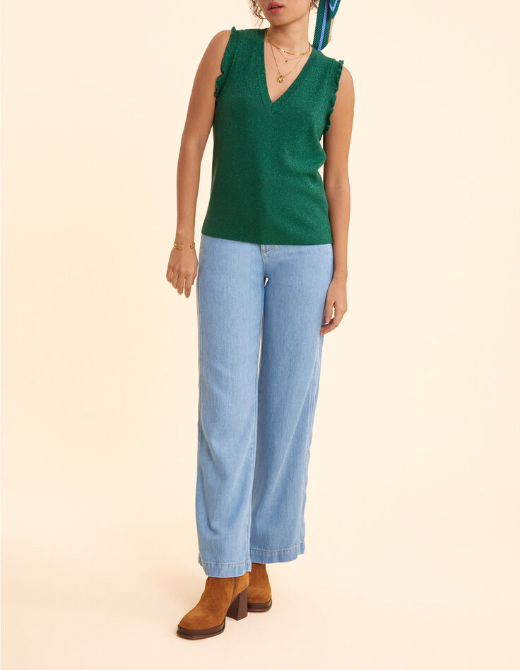 Pull vert sans manches tricot lurex I.Code-6