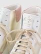 Baskets dorées, blanches et roses en cuir I.Code-5