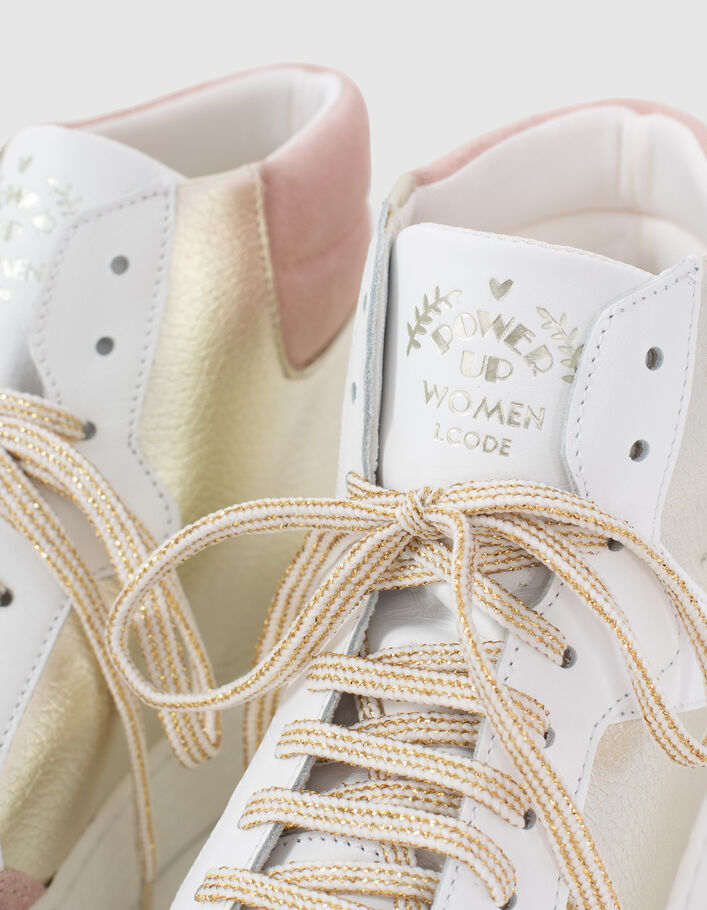 Goldfarbene, weiße und rosa Ledersneakers I.Code - I.CODE