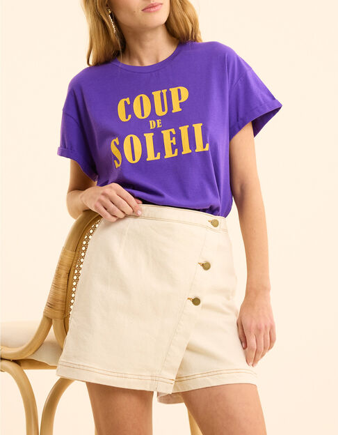 T-shirt violet message jaune I.Code