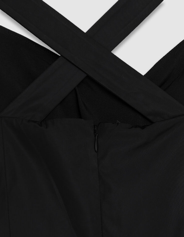 Damesjurk chique zwarte tafzijde strapless-9