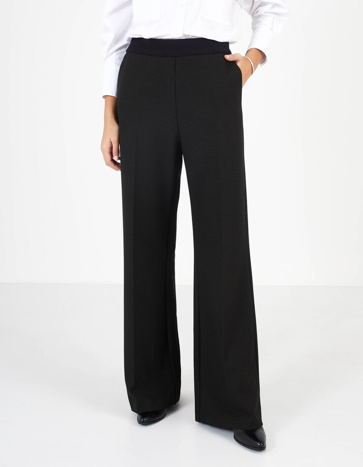 Pantalon large kaki élastiqué à carreaux I.Code-3