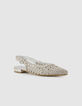 Silberne Slingback Ballerinas Damen aus Leder geflochten-2