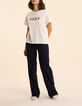 I.Code white short-sleeved T-shirt with embroidered slogan-3