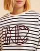 I.Code white sweatshirt, navy blue stripes, XL monogram-4