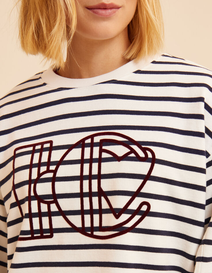I.Code white sweatshirt, navy blue stripes, XL monogram-4 I.Code white sweatshirt, navy blue stripes, XL monogram-4
