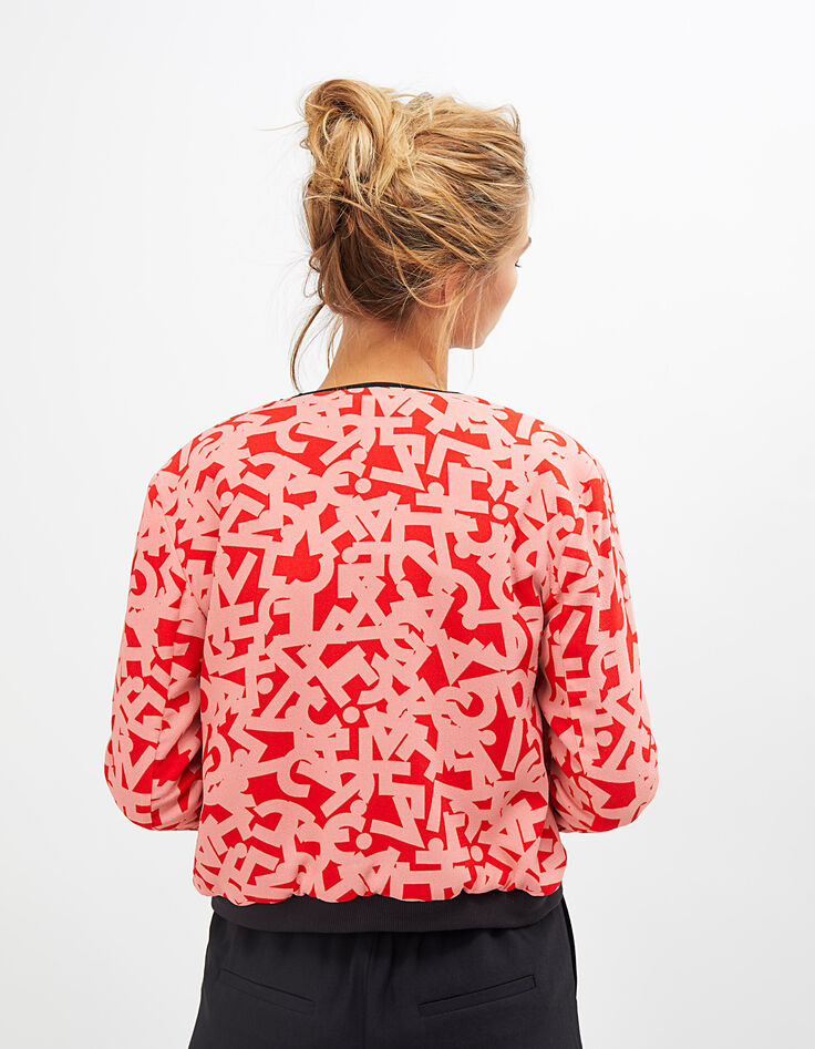 Roze en zwart geometrisch omkeerbaar baseball jack I.Code-3