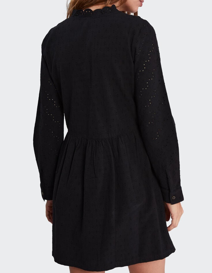 Schwarzes Kleid mit englischer Stickerei I.Code-4