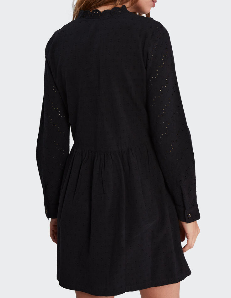 Schwarzes Kleid mit englischer Stickerei I.Code-4 Schwarzes Kleid mit englischer Stickerei I.Code-4