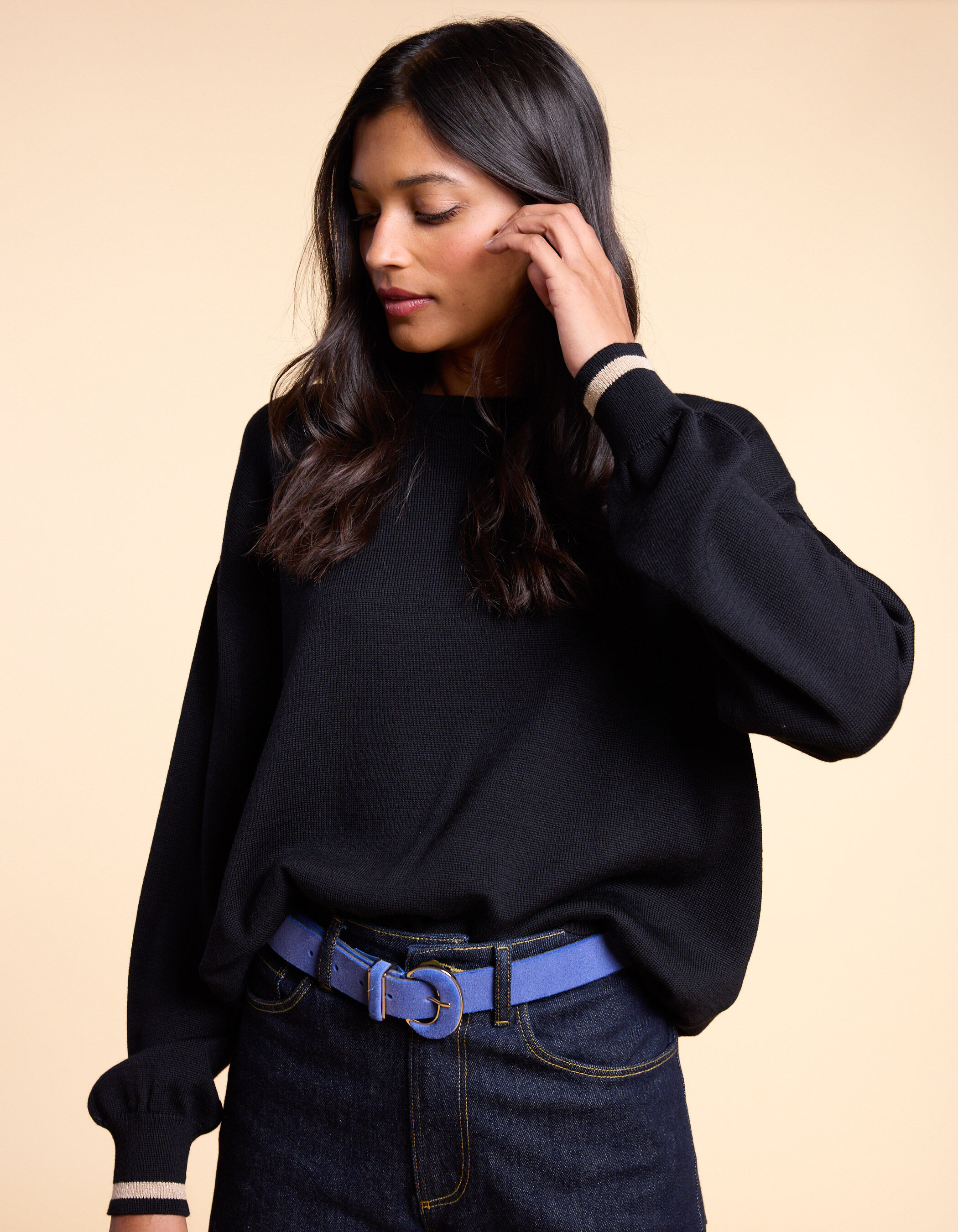 Pull noir tricot fin I.Code x Lafrancaise