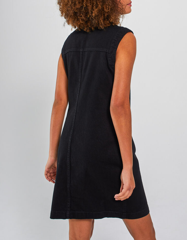 Robe chemise en jean noir sans manches I.Code-2