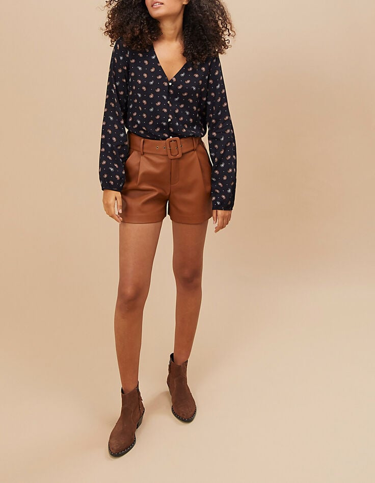 Blouse noire imprimé cachemire I.Code-5 Blouse noire imprimé cachemire I.Code-5