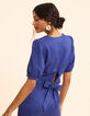 Top bleu pailleté cropped noué dos I.Code-1