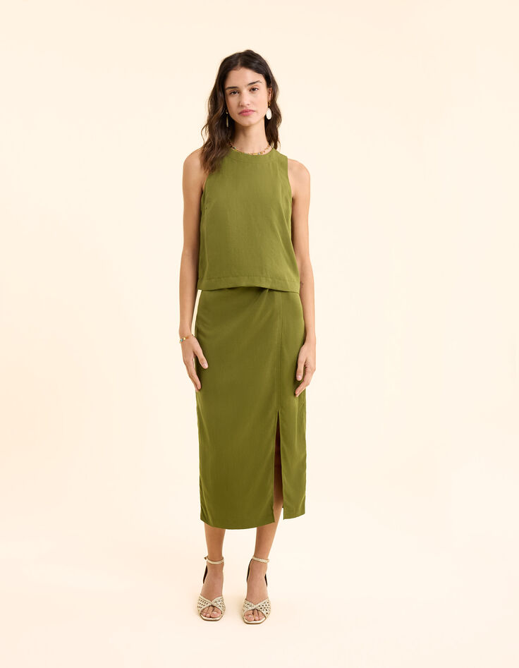 Top kaki boutonné dos I.Code-4