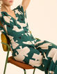 Combinaison-pantalon verte imprim&eacute; maxi oiseaux I.Code-2
