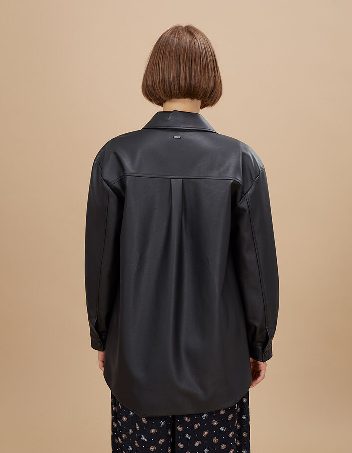 Schwarzes Oberhemd aus Kunstleder mit Druckknöpfen I.Code - I.CODE