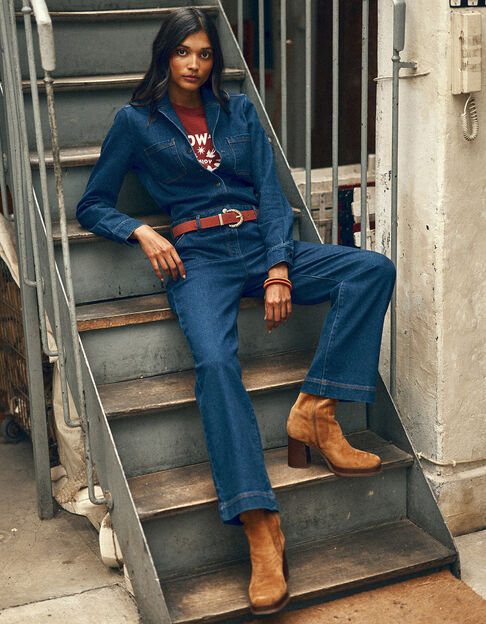 I.Code blue denim jumpsuit