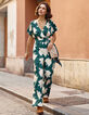 Combinaison-pantalon verte imprimé maxi oiseaux I.Code-1