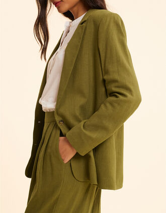 Veste de costume kaki lin m&eacute;lang&eacute; I.Code