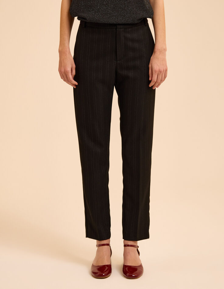 Zwarte geklede broek strepenmotief Laurence I.Code-3
